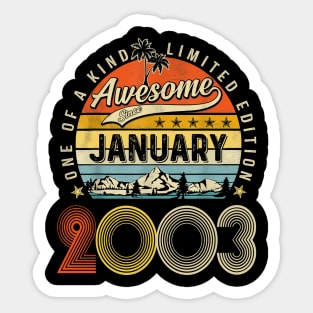 Awesome Since January 2003 Vintage 20th Birthday Sticker